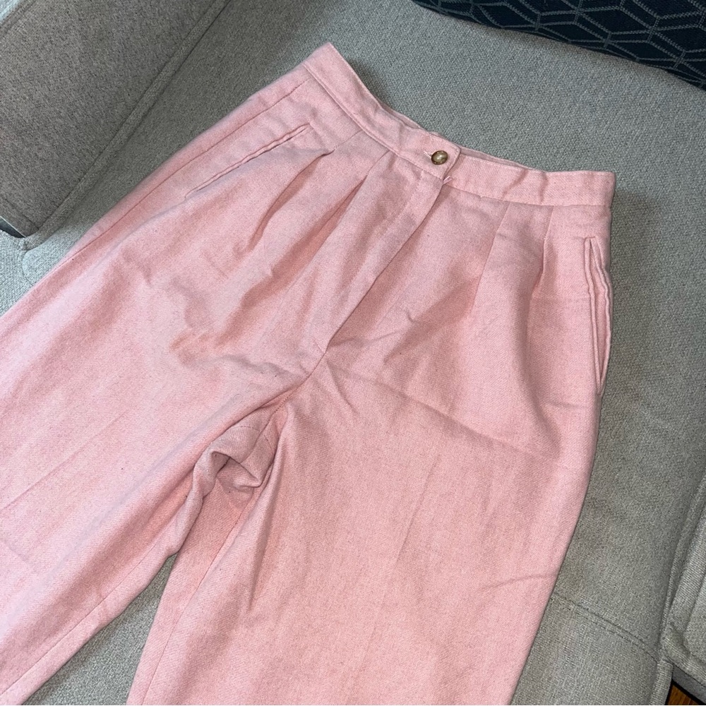GORGEOUS Vintage Light Pink Pleated Wool Trousers